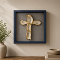Gold-Gilded Oyster Shell Cross Shadow Box