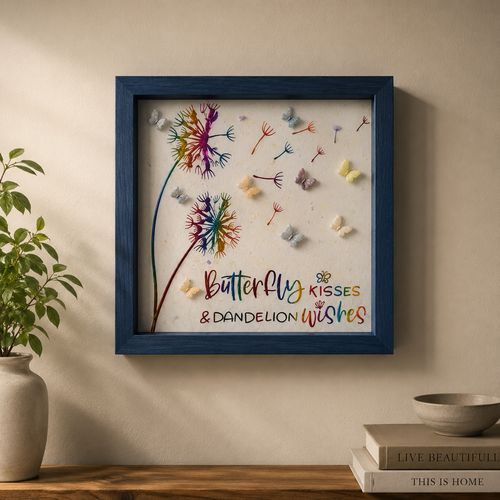"Butterfly Kisses & Dandelion Wishes" Shell Shadow Box