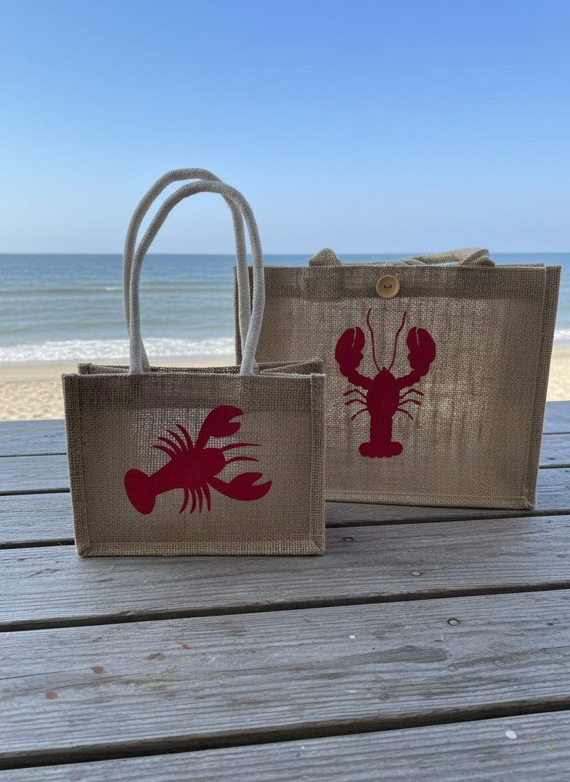 Red Lobster Jute Tote Bag