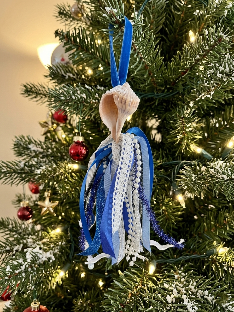 Shell & Ribbon Rear View Mirror Charm