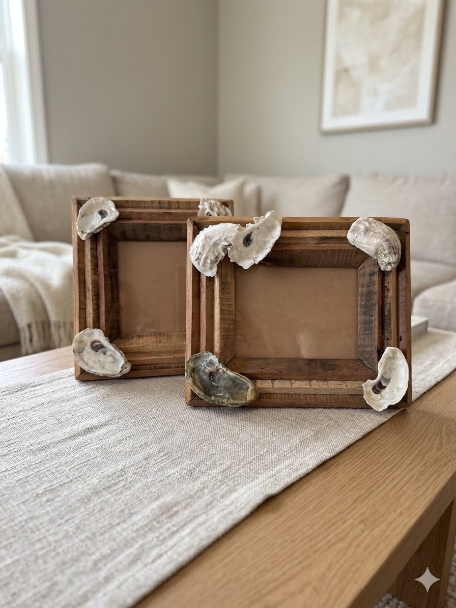 Oyster Shell Corner Wood Photo Frame