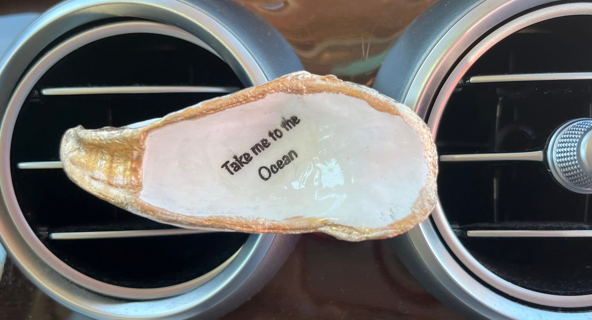 "Take Me to the Ocean" Oyster Shell Car Vent Clip
