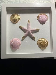 Pink & Gold Starfish Shell Shadow Box