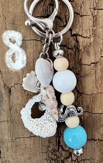 Coastal Charm Keychain — Sea Glass & Seahorse Bag Charm